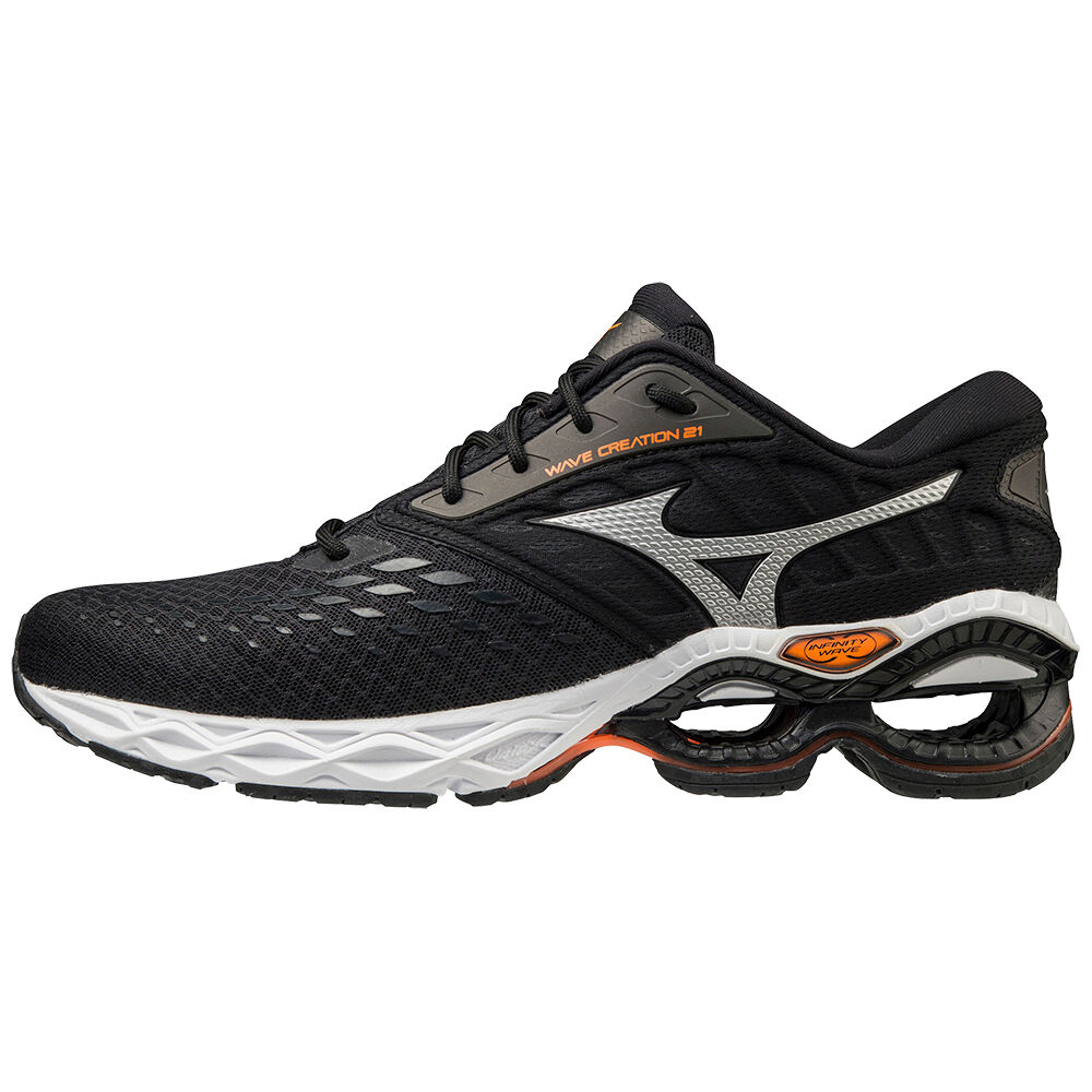 Zapatillas Running Mizuno Wave Creation 21 Hombre Negras/Naranjas Baratas OFAQ-90736